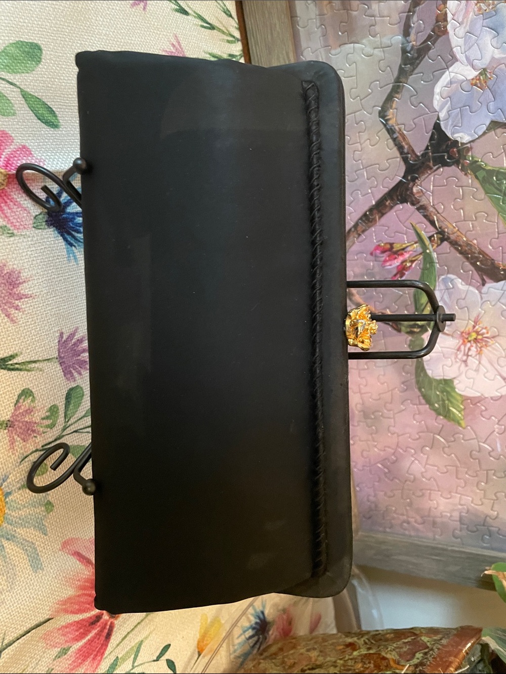 Classic Black Evening Clutch with Twisted Trim